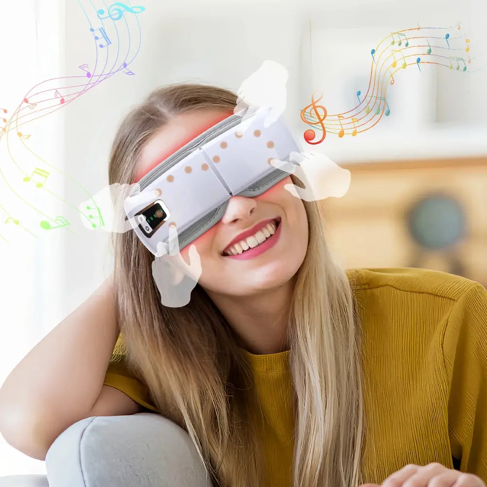 Smart Eye Massage Glasses, 5 Modes, Foldable, Air Pressure & Vibration Massage, Heat Therapy, Bluetooth-compatible Music, Relieve Eye Strain