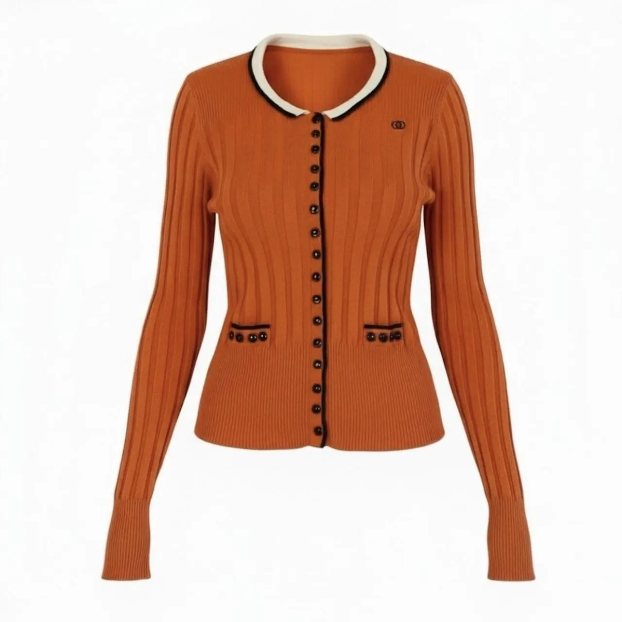 Pre-owned GUCCI Linen Small Leather Goods Silk Cardigan