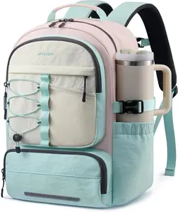 LOVEVOOK School Backpack for Teen Girls, Unique Style College Student Backpacks with Large Cup Holder, Cute Kid Bookbag with Pens Compartment, Large Capacity Back to School Backpack Fit 15.6'' Laptop