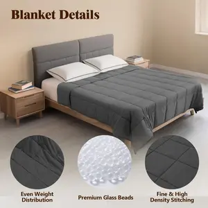 Weighted Blanket for Adults (5 lbs, 41" × 60", Grey) Weighted Lap Blanket, Twin Size Washable Heavy Throw Blanket for 40-60lbs