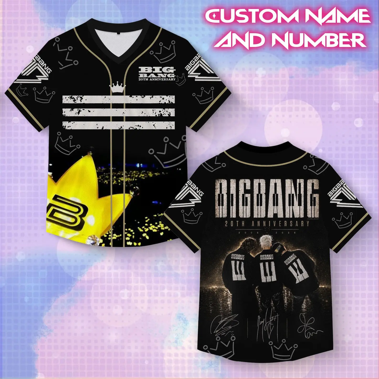 BIGBANG 20th Anniversary Baseball Jersey, Kpop Concert Shirt, Black Button Up Tour Top, Unisex VIP Fan Gift, Korean Music Apparel