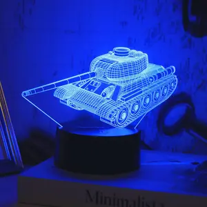 1pc Touch Rgb7 Color Tank 3D LED Night Light, USB Powered Plastic Table Lamp, Perfect for Bedroom Living Room Office Game Room Decor Gift