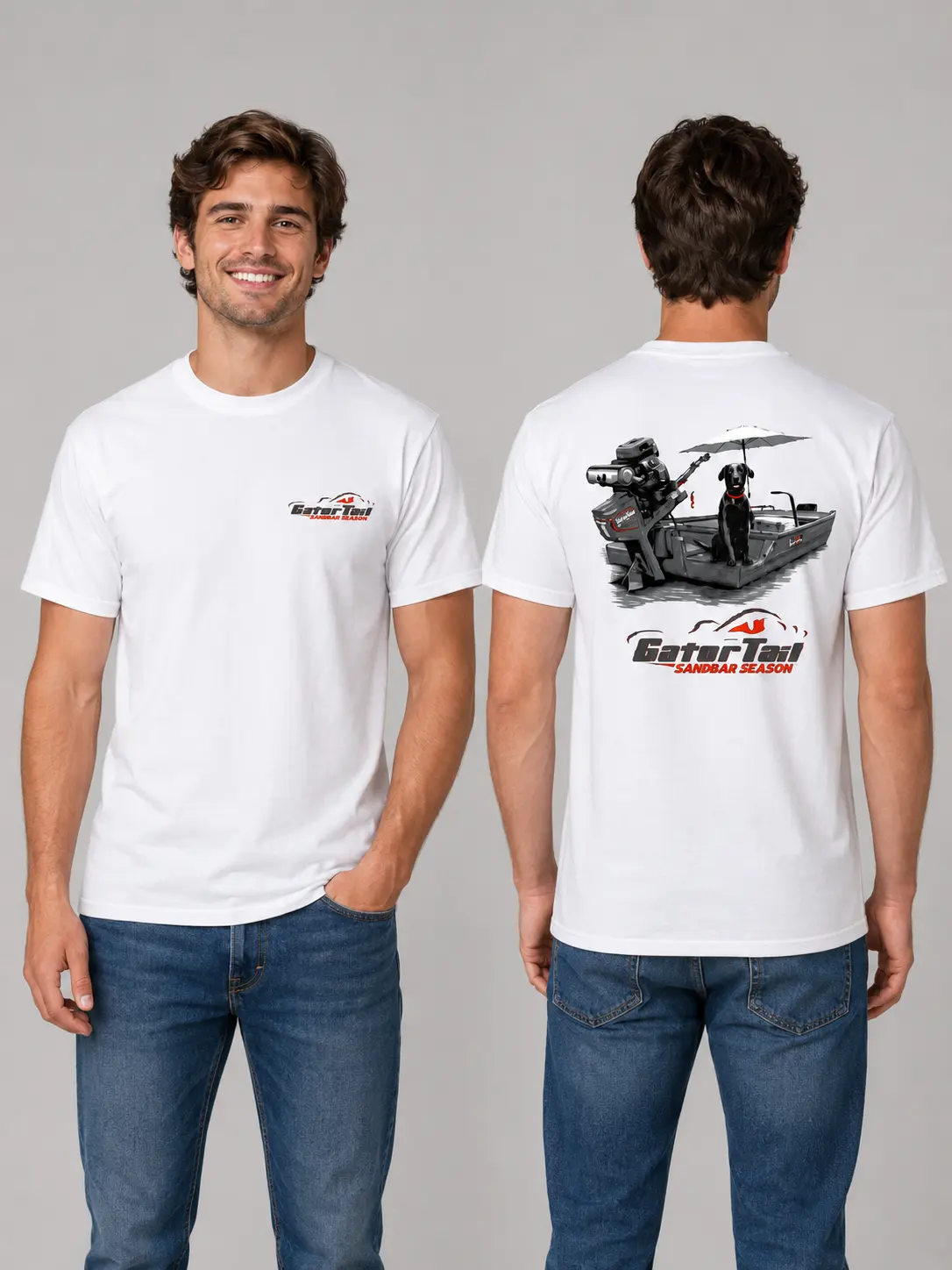 GatorTail "Sandbar Season" T-Shirt – Mud Boat & Black Lab Graphic Tee, Men's Shirt