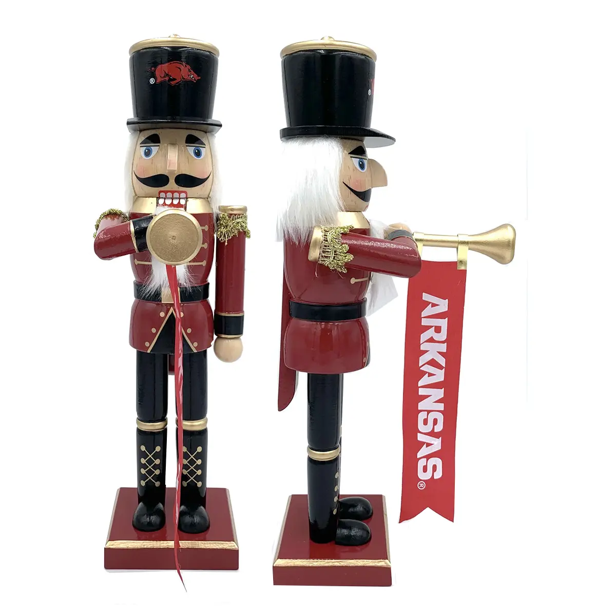 212 MAIN 14 in. Hand-Made Hand-Painted Wooden Arkansas Bugler Nutcracker - Sparkling Horn Unisex Holiday Decor Ornament, Home Supplies, Collectibles, Party Decor for Decorating