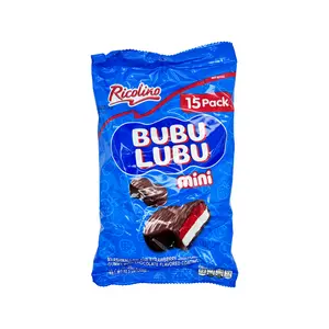 Ricolino Bubulubu Mini 15 Pack - Chocolate Flavored Marshmallow Bar with Strawberry Jelly, Sweet, Mexican Candy, Dulces Mexicanos - Snack - Bonbon