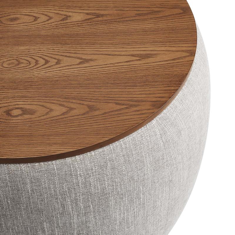 Modway Perla Upholstered Fabric Storage Ottoman in Heathered Weave Wheat