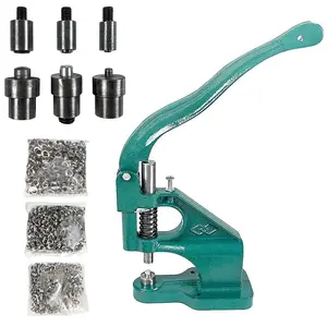 Heavy Duty Hand Press Eyelet Grommet Machine Punch Tool Kit - 3 Size Dies (#0 #2 #4) & 1500 count  Grommets for Banner, Canvas & Leather Work