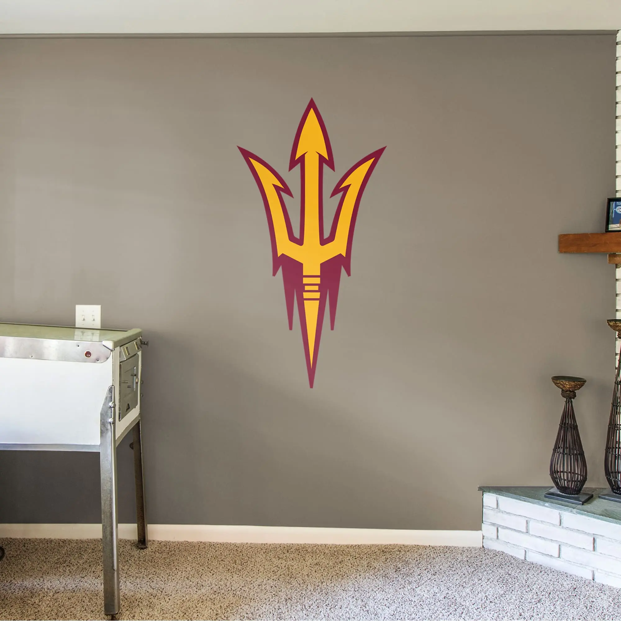 Official Arizona State University Sun Devils Pitchfork Logo RealBig Collection Customizable Die-Cut Edges Reusable Vinyl Sticker - Decorative Repositionable Trace-Free Wall, Room Decor