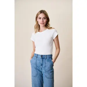 Pointelle Crewneck Tee - White