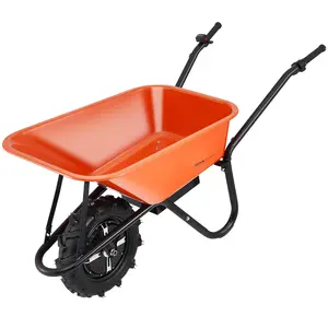 VEVOR Electric Wheelbarrow Cart, 500W Powered Utility Garden Wagon Dump Cart, 4 Cu. Ft. Load & 330 lbs Capacity with Metal Handle & 16" Track Wheels, One Wheel Barrow Yard Cart & Wagons for Lawn Farm