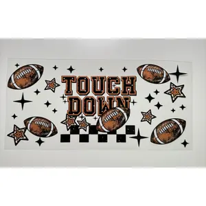 UV DTF “Touchdown” Football Cup Wrap | Permanent Cup Decal | Sports Game Day Cup Wrap for 16oz Tumblers | Ready to Apply