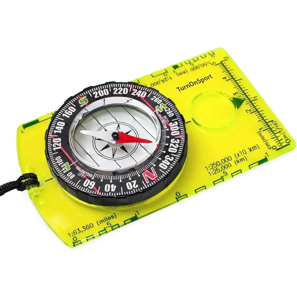 Advanced Acrylic Magnetic Needle Orienteering Compass for Hiking, Camping - 360-Degree Rotating Bezel, Liquid-Filled Capsule, Ruler Scale