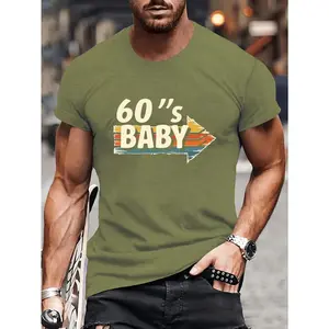Men's Retro 1960s Vintage T-Shirt - Lightweight Summer T-Shirt with Strong 60s Patterns, Classic Crew Neck Casual Shirt Suitable for Baby Boomers and Retro Music Lovers - Everyday Retro Style Clothing, Retro T-Shirt, Comfortable Fit, Geometric Pattern, Br