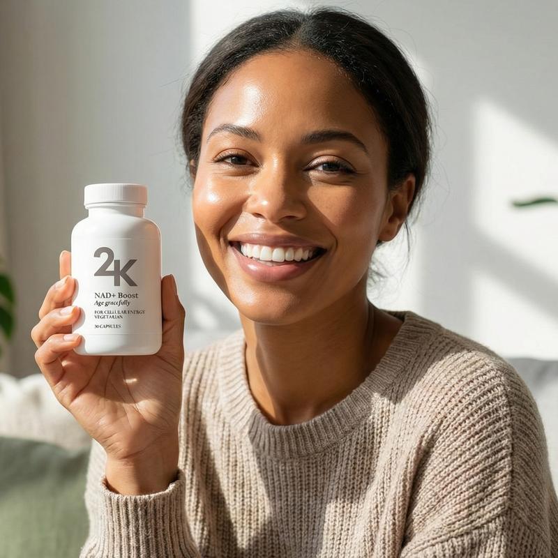 24k Premium NAD+ Boost Vegetarian Capsules for Cellular Energy & Cognitive Clarity 30 Count Enhances Metabolism & Mitochondrial Function Natural Fuel Supplements Edible Dietary Healthcare - Fitness