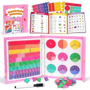 Fraction Book,  Fraction Tiles & Fraction Circles Set, Math Manipulatives for Elementary School, Montessori Fraction Manipulatives Learning Tools for