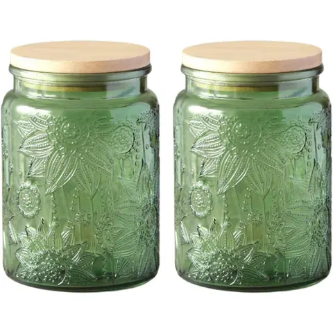 MIUVA Vintage Glass Kitchen Storage Jar Set of 2 23.7 FL OZ Gass Canisters with Airtight Lids for Tea Coffee Sugar Flour and Candy Decorative Vase for Holiday Gifts and Christmas