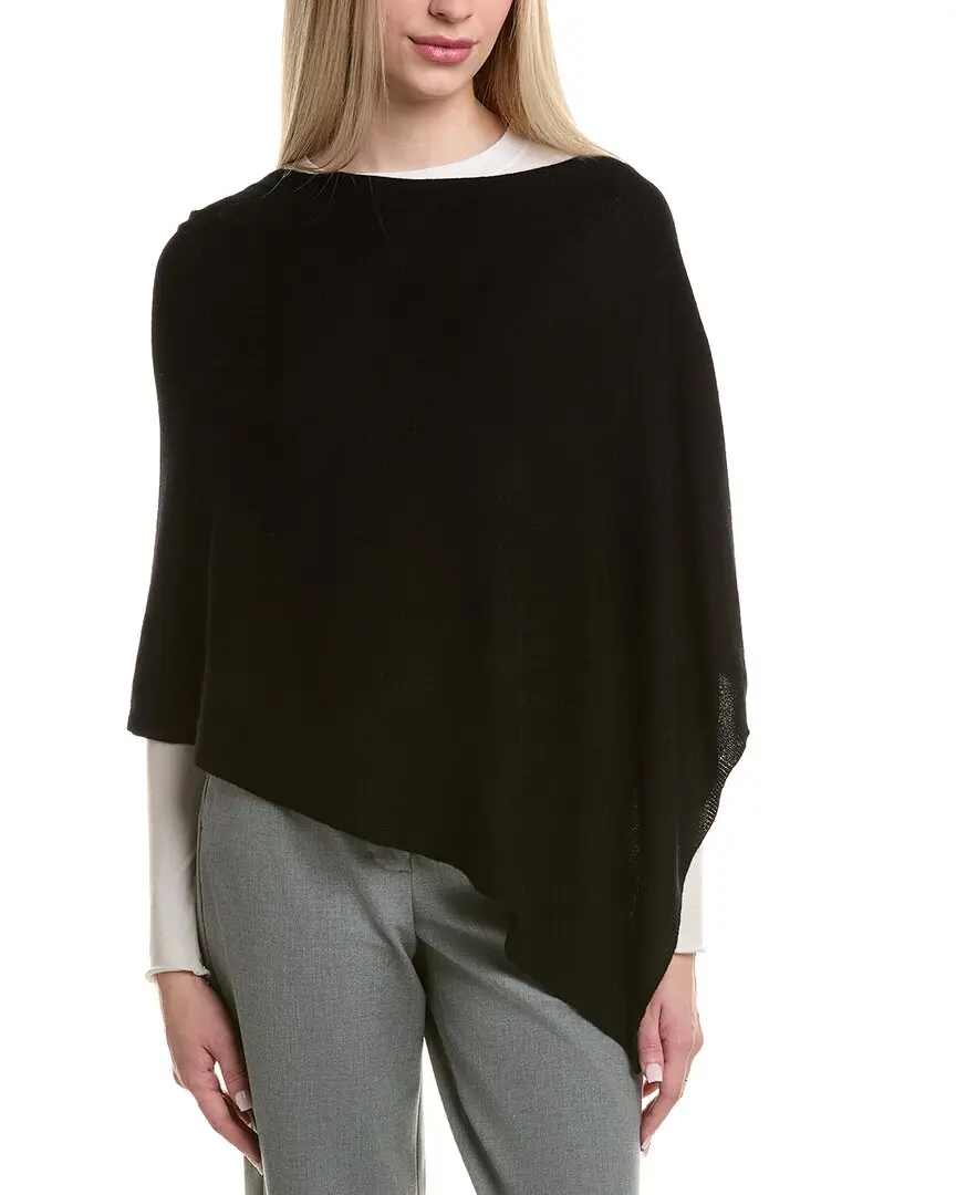 sofiacashmere Jersey Solid Wool & Cashmere-Blend Poncho