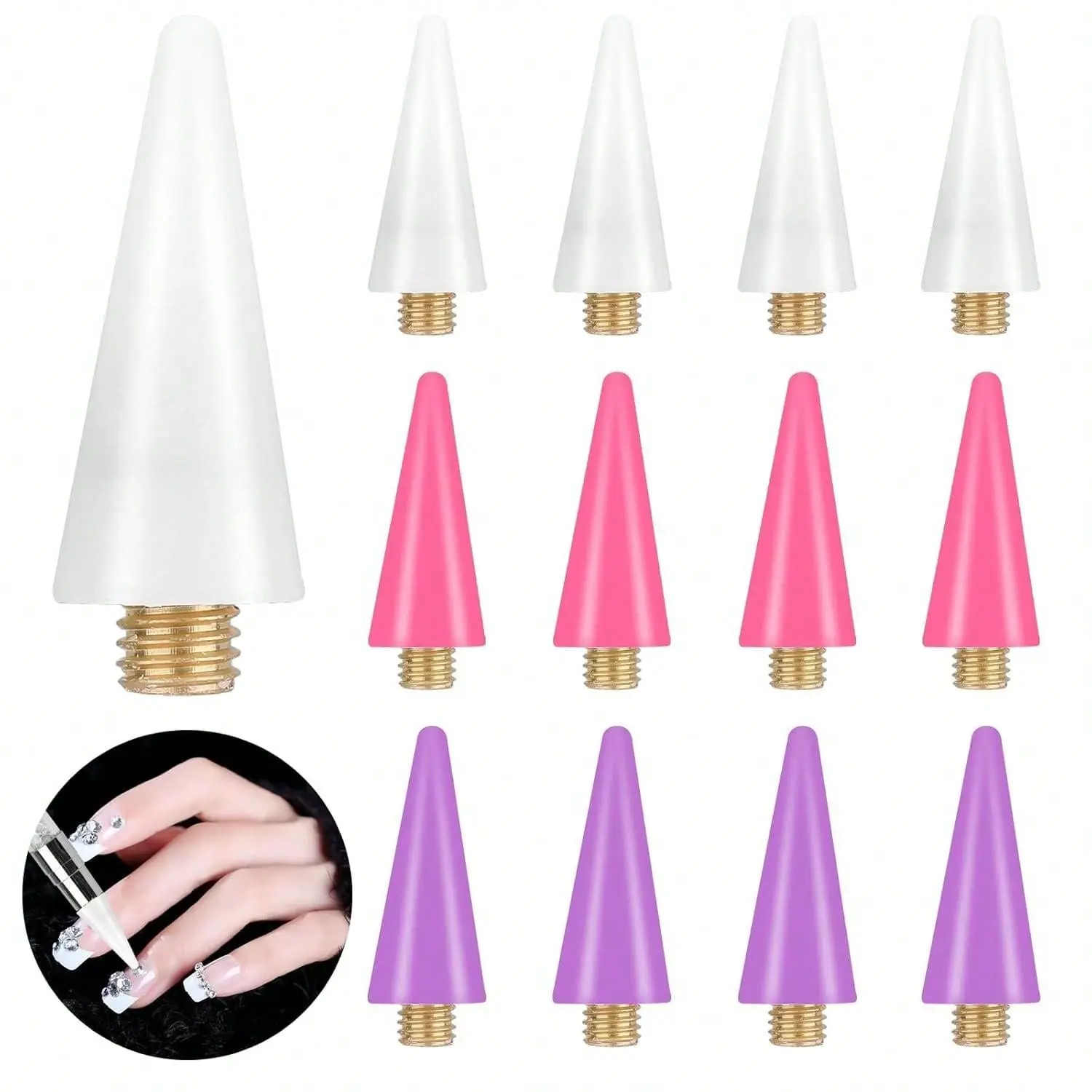 12/16/21PCS Wax Replacement Head Tips Rhinestone Picker Tool for Nail Dotting Pen to Pick Up Nail Gem Jewelry Wax Pen for Rhinestones Nail Art Tool Nail Art Supplies