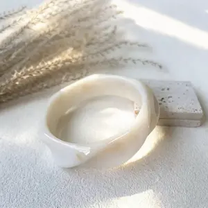 Gradient Semi-Transparent Resin Bangle – Wide Geometric Cuff Bracelet for Women, Modern Luxe Statement Piece