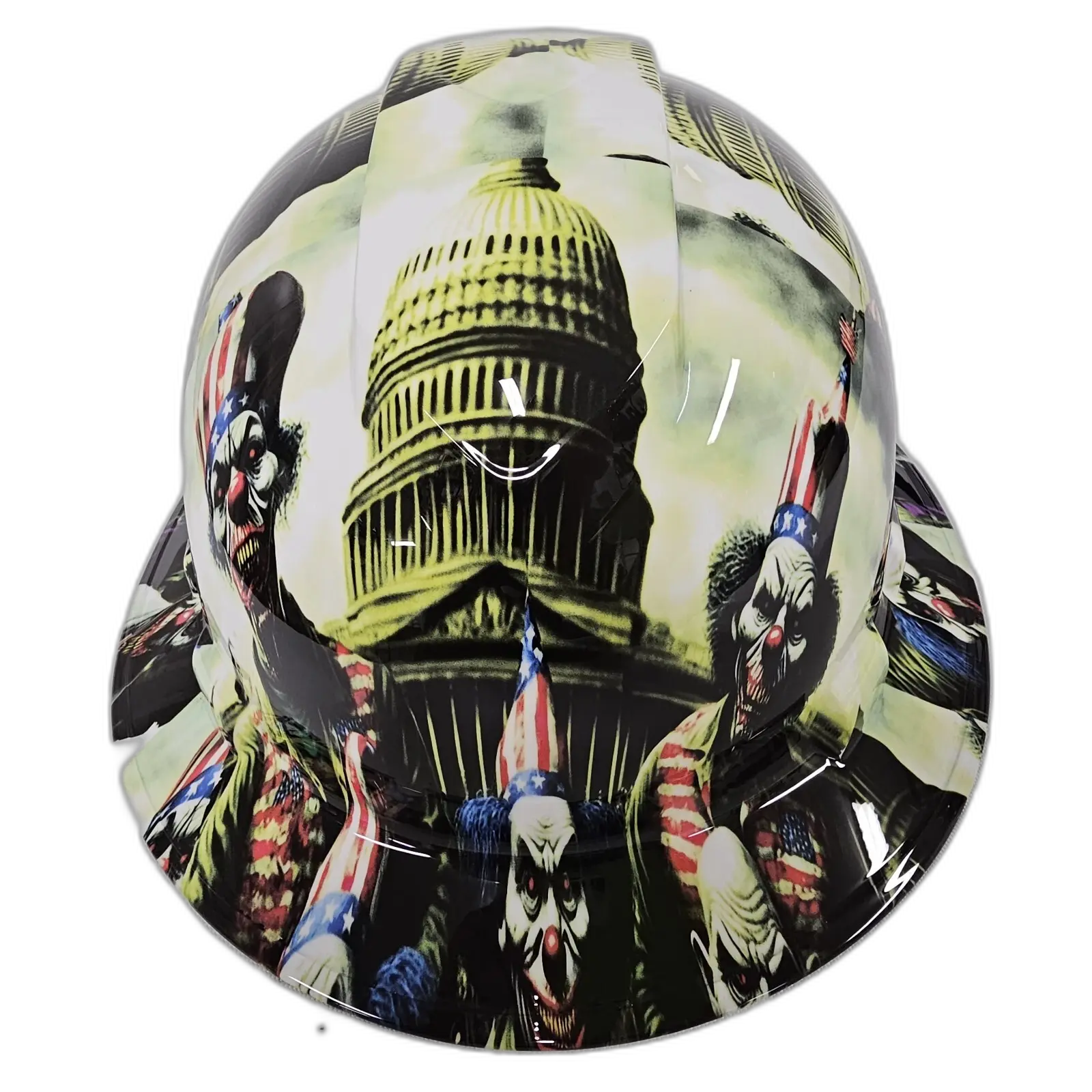 Patriotic Clowns Capitol Dome - Custom Hydro Dipped Full Brim Hard Hat
