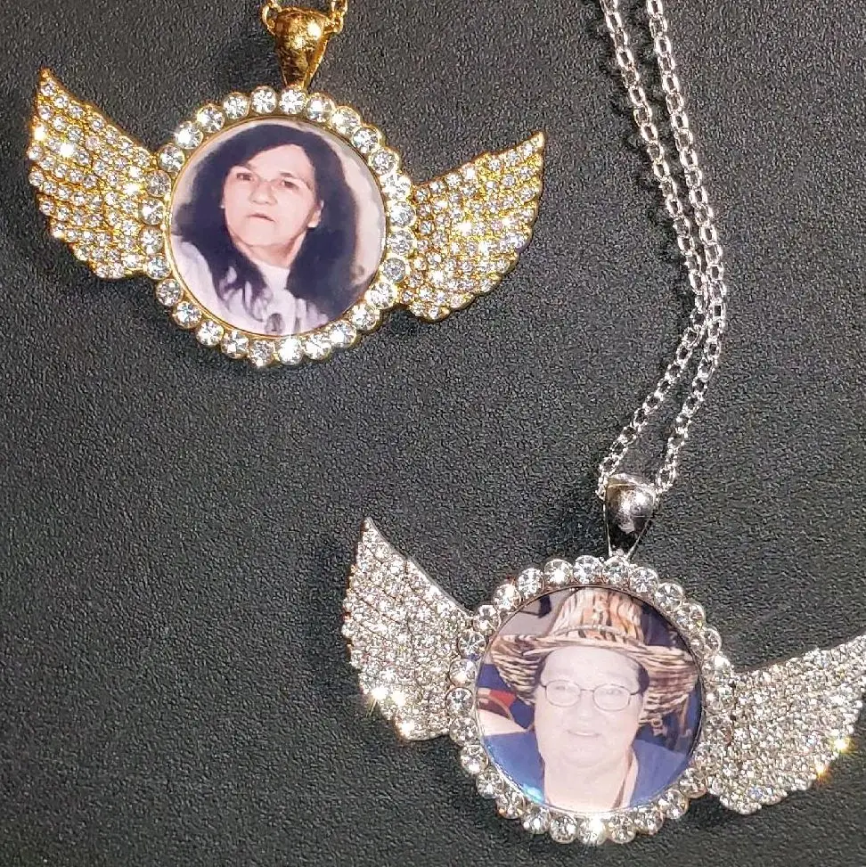 Custom Photo memorial wing Necklace personalized with free chain valentine day