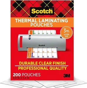 Thermal Laminating Pouches,200 Pack Laminating Sheets,3 Mil,8.9 x 11.4 Inches, Education Supplies & Craft Supplies, For Use With Thermal Laminators, Letter Size Sheets (TP3854-200)