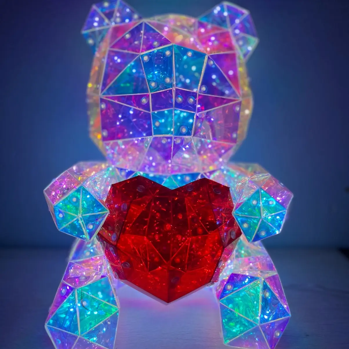 Unisex Galaxy LED Bear with Heart- SMALL – Glowing Gift for Valentine's Day, Christmas, Birthdays, Weddings, Anniversaries or any occasion. USB-Powered Teddy Bear Lamp, Aesthetic Room Decor
