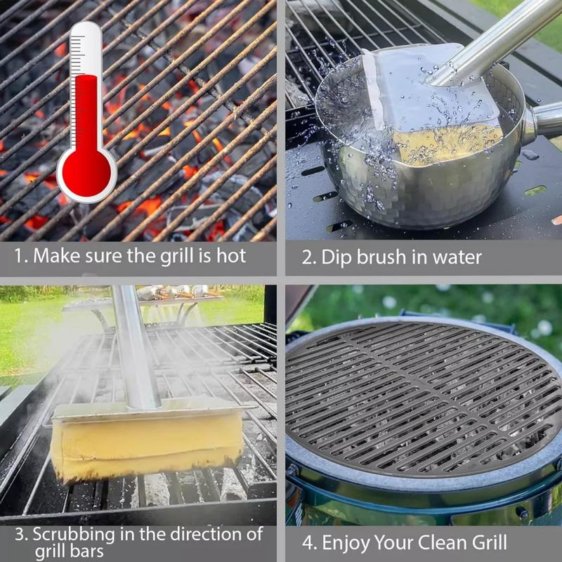 Grill Brush Bristle Free Grill Cleaner Brush with Scraper No Wire Brush Bristle Free Safe Grill Brush for Outdoor Grill BBQ Scraper for Grill Brush Safe Grill Sponge Wire Free Grill Steam Brush