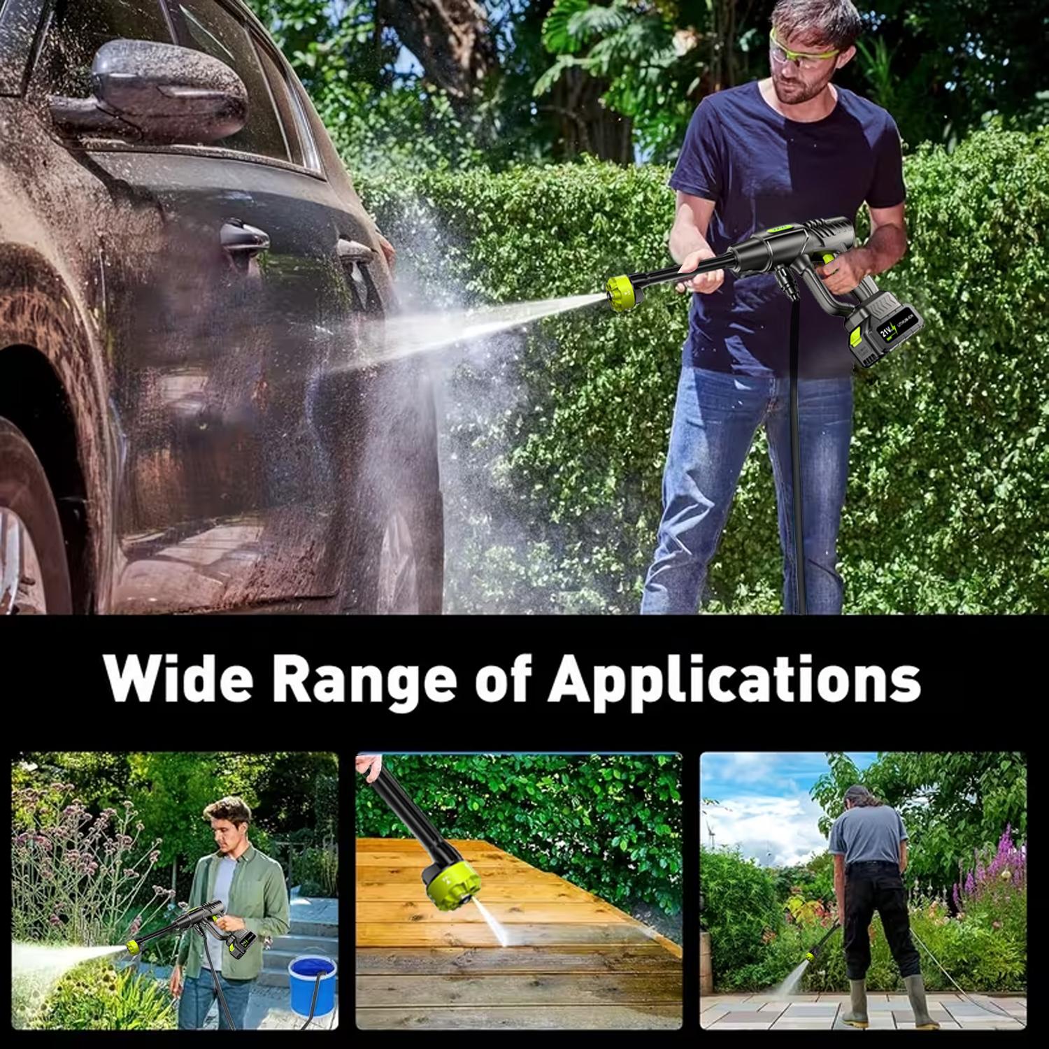 【DealsForYou】21V Digital Display Cordless Pressure Washer and Single Port Charger Base, Bottle Portable Washer for Car,Home Cleaning & Garden Watering