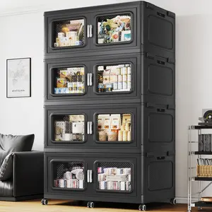 BROVIEW V80 165Gal-300Gal Stackable Collapsible Plastic Storage Bins with Lids, Extra Large Storage Box for Closet Organizer and Storage Drawers