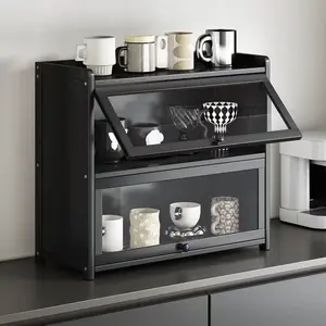 Multi-Layer Cup Display Storage Rack, Desktop Organizer for Tea Cups & Coffee Mugs, Dust-Proof Cabinet, Space-Saving Design