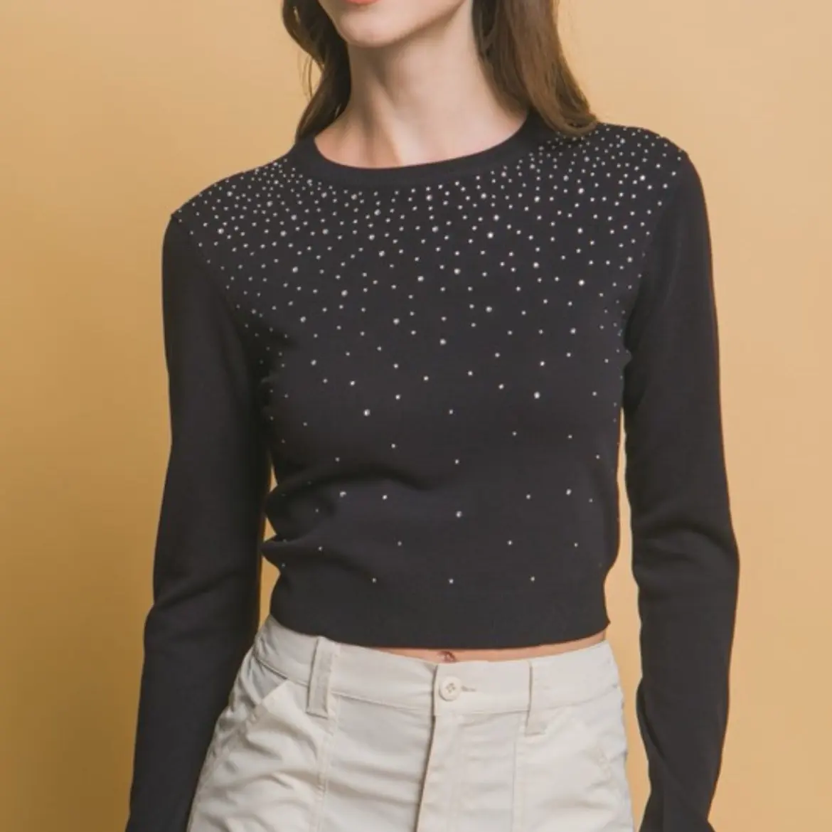 Dory Rhinestone Pullovet Sweater Top
