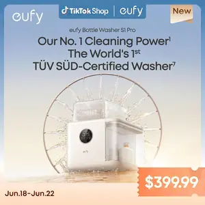 eufy Bottle Washer S1 Pro & Bottle Washer S1,  Built-in Water Softener, All-in-One 3D HydroBlast Washer, 212°F Steam Sterilizer & Thoroughly Fast Dryer, Largest 10-Bottle Capacity, Smart App Control, Hands-Free.
