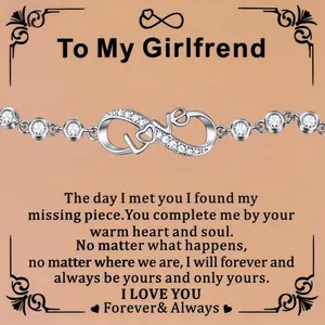 Infinity Love Heart Bracelet with Inspirational Card – Jewelry Gift for Mom, Daughter, Girlfriend, Women Girls – Romantic Friendship Bracelet, Meaningful Birthday Valentine’s Christmas Gift