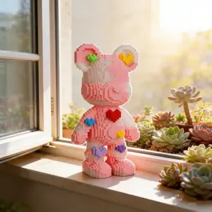 Rainbow Bear 3D Puzzle Building Block Animals Decor for Home and Office, Perfect Gift for Holidays and Parties, Unique Handcrafted Statue for Display