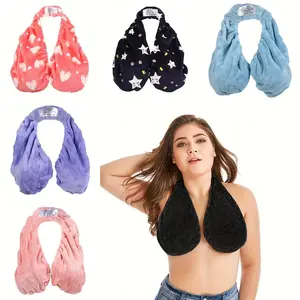 Convenient Absorbent Breathable Towel Bra Suitable for Beach, Sports, Indoor Daily Wear, Towel Hanging Neck, Chest Wrapping, Strapless Support, Double-sided Plush Super Soft And Warm, Suitable for Beautiful Women, A Small Gift for Beautiful Hangable Black