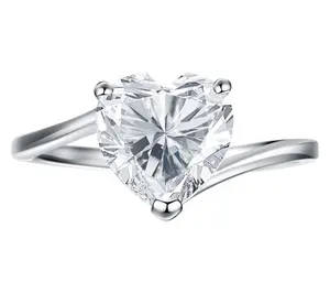 Moissanite Luxe Heart Solitaire Ring, SterlingSilver