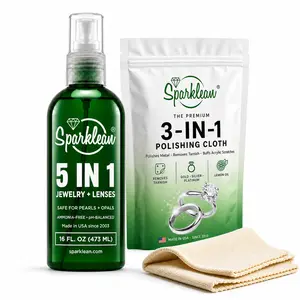 Sparklean Jewelry & Glass Cleaning Kit with 32oz Cleaner & Polishing Cloth – Safe Non-Toxic Biodegradable Formula for Metals & Stones - Household