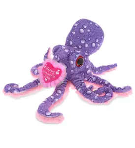 DOLLIBU 12" Purple Polyester Stuffed Octopus - Wild-Collection Plush with Embroidered Heart, Sea Life Toy for Mother's Day Gifting