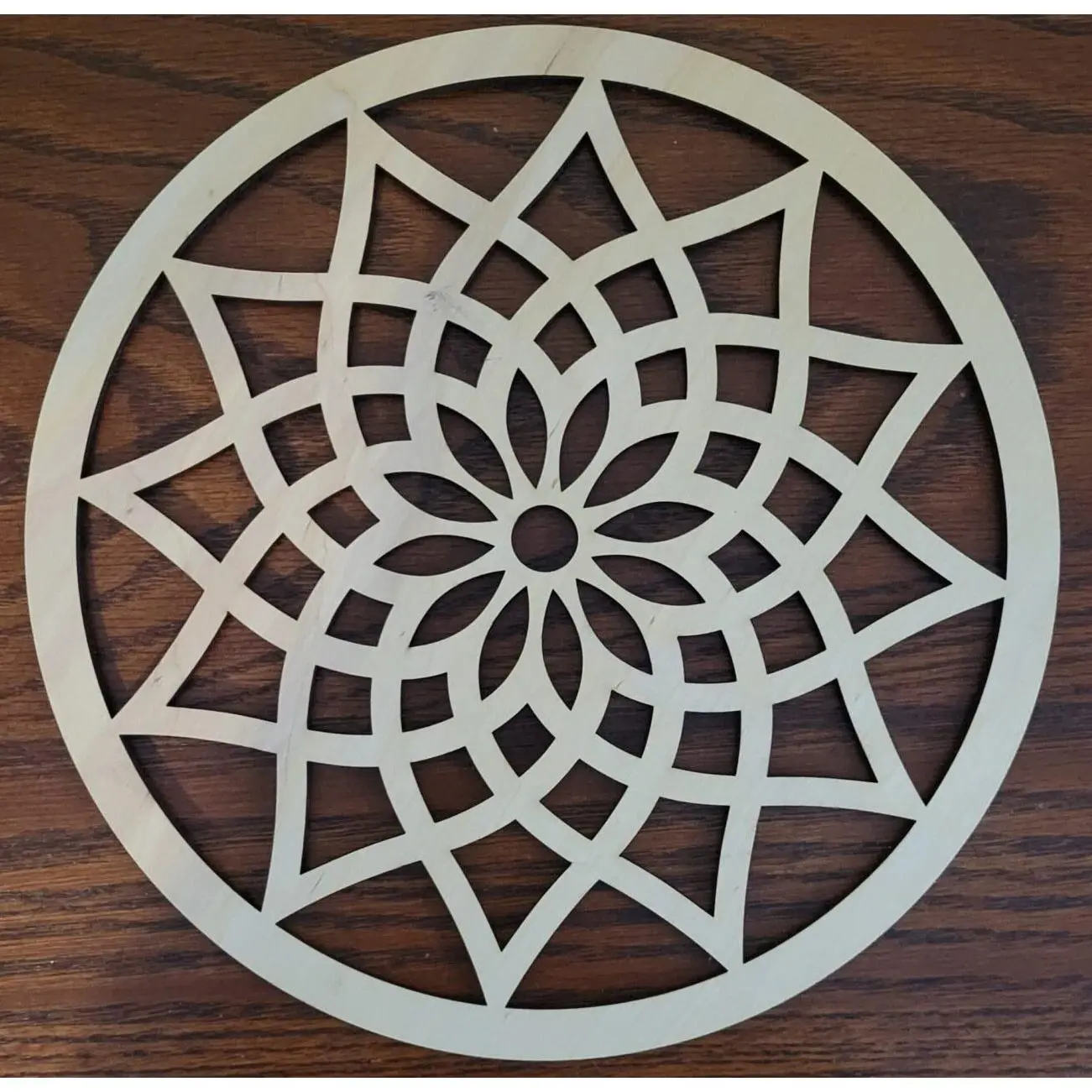 Wood Coloring Mandala Craft Kit Pattern -Lotus Mandala