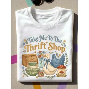 Vintage Thrifting Shirts, Take Me To The Thrift ShopT-Shirt, Minimal Aesthetic Tshirt, Cute Thrift Cup Tee, Floral Girly Retro Top, Boutique Style Outfit.
