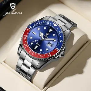 GOHUOS Spring Style Upgrade: Timeless Men’s Watches Minimalist Mens Watch Sleek Luxury Blue Dial Waterproof Quartz Watch Stainless Steel Strap Date Display Wristwatch