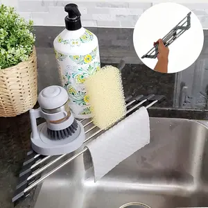 LMMAKE Triangle Roll-Up Dish Drying Rack with Silicone Coating Stainless Steel Frame Multipurpose Over-The-Sink Kitchen Drainer Organizer Space-Saving Rust-Resistant Heat-Proof Foldable Design