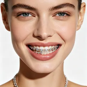 Stainless Steel Braces Kit - Metal Bracket, Stainless Wire Brace, Orthodontic Binding Cable, Tasteless Upper & Lower Temporary Teeth Decoration Veneer with Tools & Accessories for Oral Use, Durable Rugby Sports & Outdoor Gear Gift