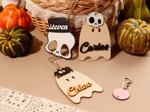 Halloween Gift, Halloween, Boo Basket Tag, Halloween Basket Tag, Halloween Name Tag, Name Ghost Tag, Personalized Basket Tag For Kids Wooden Magical