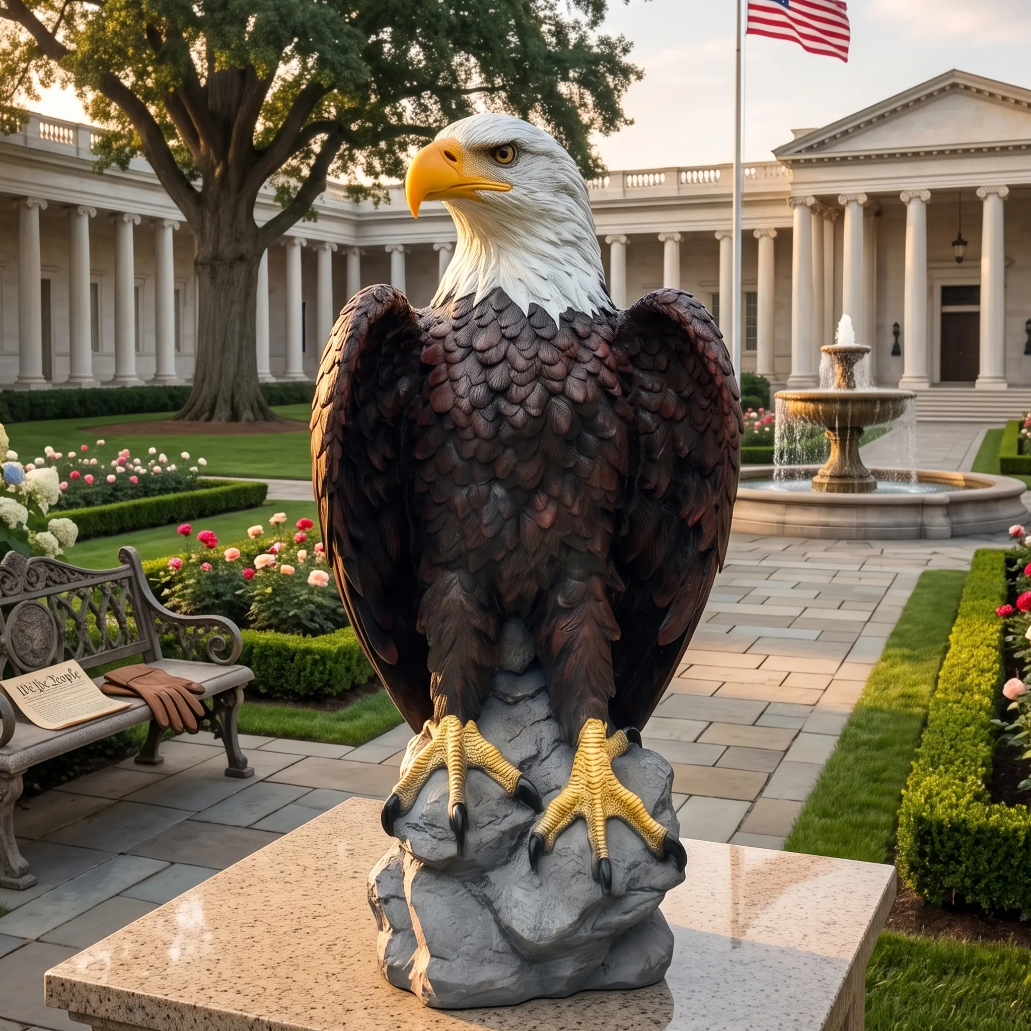 Eyisean 24.4"H Resin American Eagle Statue - Artisan Hand-Painted, Lifelike, All-Weather Home Decor for Patriots, Thoughtful Gift with Commanding Presence (Garden, Office Use)