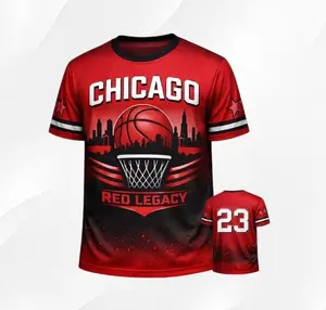 Chicago Basketball Fan Red City Legacy Style 3D Graphic T-Shirt, Sports Streetwear Casual Unisex Tee#basketballshirt #chicagostyle #sportswear