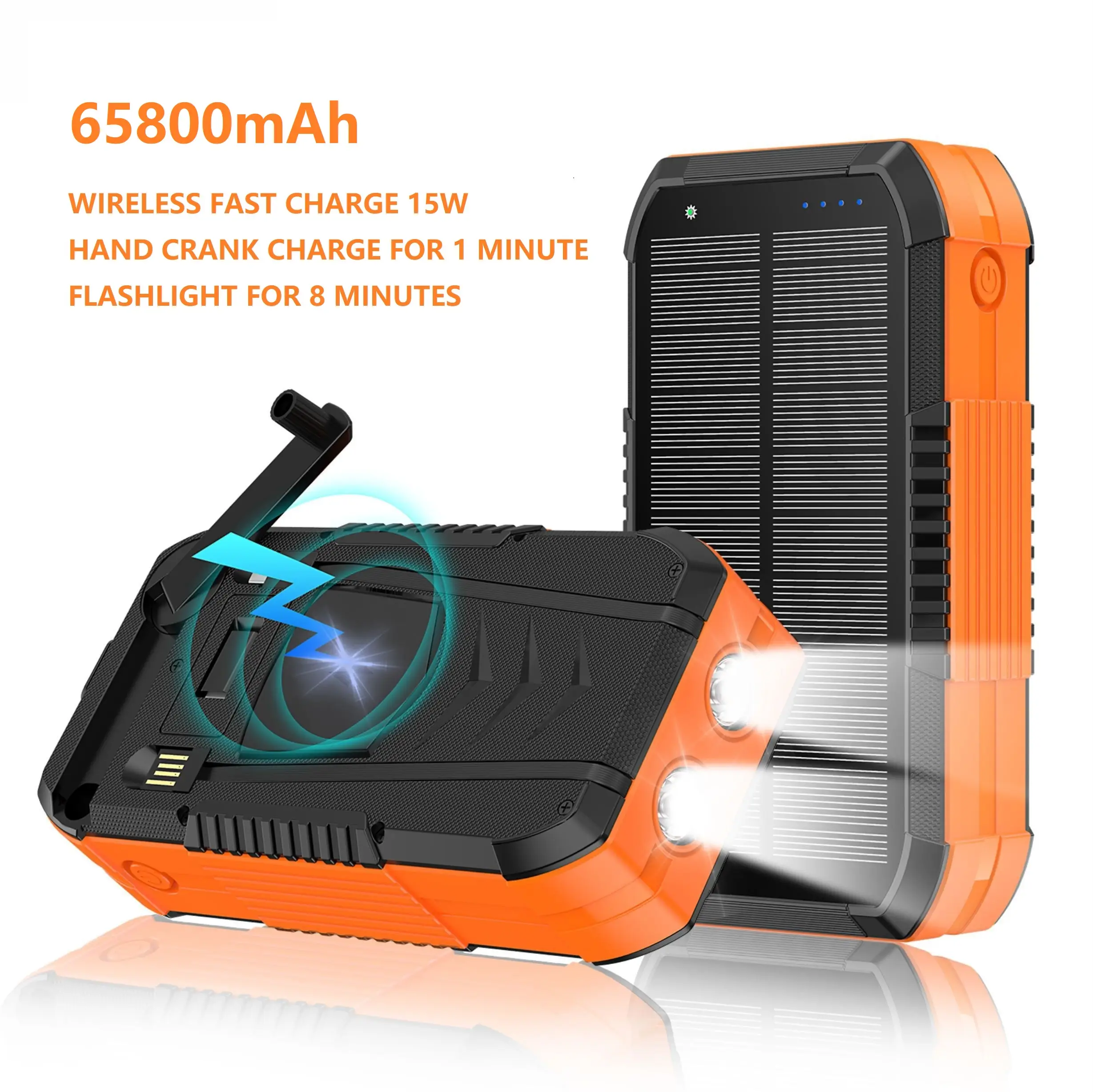 65800 mAh solar power bank, equipped with USB/TYPE-C interface, capable of charg...