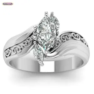 Women's Marquise Cut CZ Ring, Sparkly Cubic Zirconia Statement Jewelry, Elegant Aesthetic Ring for Women, Ideal for Party Engagement Daily Wear, Rings For Women