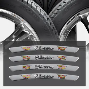 4Pcs Aluminum Logo Car Wheel Rim Hub Sticker Car Decoration For Cadillac Escalade CTS ATS XTS CT4 CT5 XT5 XT4 XT6 CT6 Lyriq SRX ELR Celestiq EXT XLR